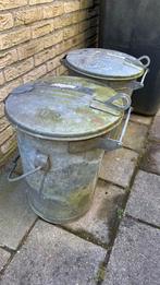 Metalen Prullenbakken - 2 stuks, Ophalen, Gebruikt, 50 tot 75 cm, 40 liter of meer