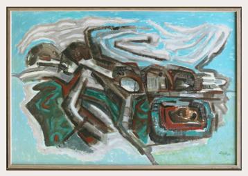 Jaap de Carpentier – 'Klein Eiland' - gouache beschikbaar voor biedingen