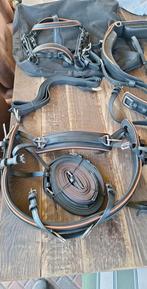 Nieuw zwart met bruin kunststof marathon mentuig maat pony, Dieren en Toebehoren, Paarden en Pony's | Hoofdstellen en Tuigage