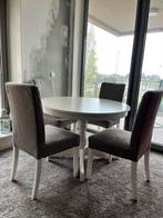 MOET WEG! IKEA ronde eettafel + 4 stoelen (uitschuifbaar), Huis en Inrichting, Complete eetkamers, Ophalen, Gebruikt, Past overal bij