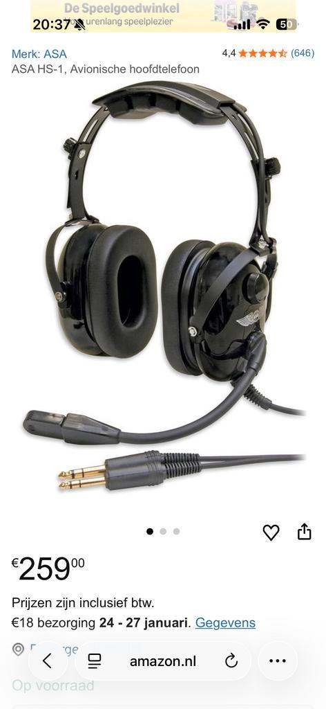 2x Piloten Headset ASA HS-1A, Audio, Tv en Foto, Koptelefoons, Gebruikt, Overige merken, Ophalen of Verzenden