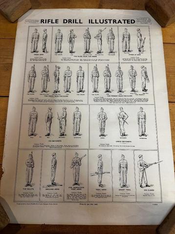 Oude poster Rifle Drill Illustrated - N3515 beschikbaar voor biedingen