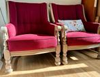 Rode, eiken relax stoelen, Antiek en Kunst, Antiek | Meubels | Stoelen en Banken, Ophalen