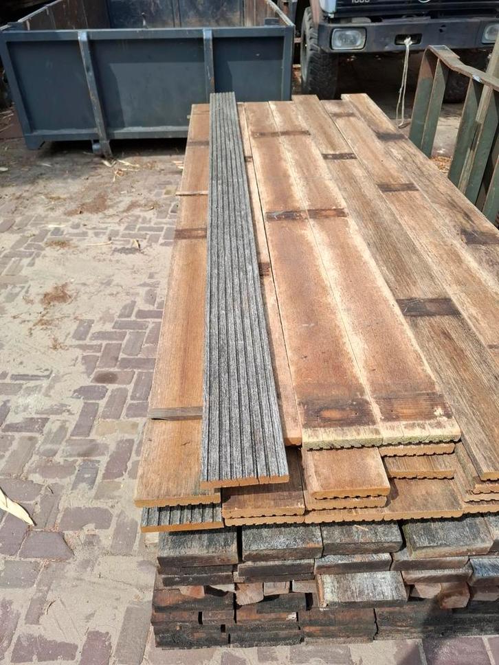 67m¹ Bankirai vlonderdelen 240cm, Tuin en Terras, Terrasdelen en Vlonders, Gebruikt, Hout, Ophalen