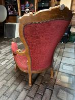 Antieke fauteuil met rode bekleding, Huis en Inrichting, Stoelen, Ophalen, Gebruikt, Eén, Rood