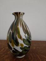 Fidrio vaas - groen /bruin/wit - 17 cm, Ophalen of Verzenden, Minder dan 50 cm, Groen, Glas