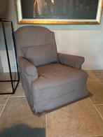 Relaxstoel met grove stof en sierkussen, Huis en Inrichting, Fauteuils, Ophalen, Gebruikt, Sober landelijk, 75 tot 100 cm