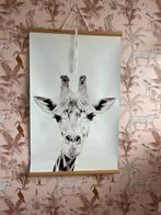 Giraffe Poster met Houten Lijsten, Huis en Inrichting, Ophalen of Verzenden, Zo goed als nieuw, Foto of Poster, 75 cm of meer