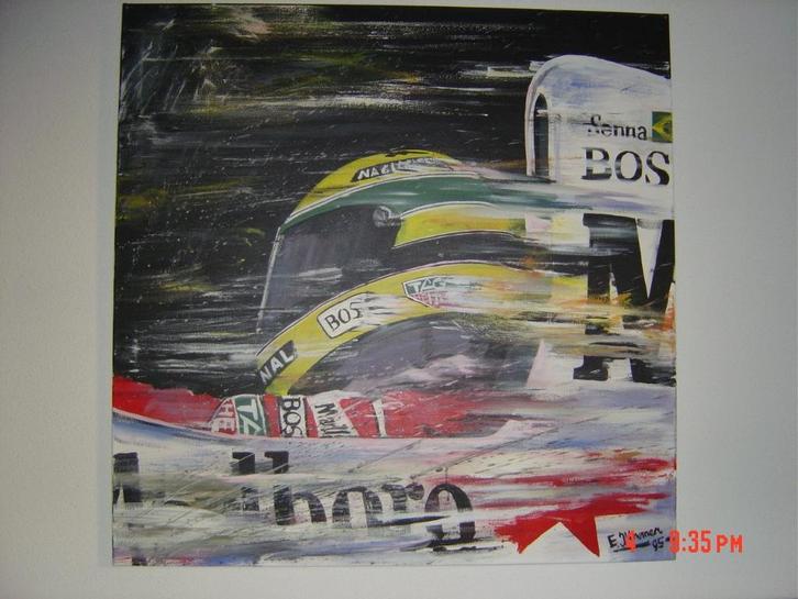 Senna Marlboro olieverfschilderij EJ Kremer E.J. Kremer, Verzamelen, Automerken, Motoren en Formule 1, Zo goed als nieuw, Formule 1