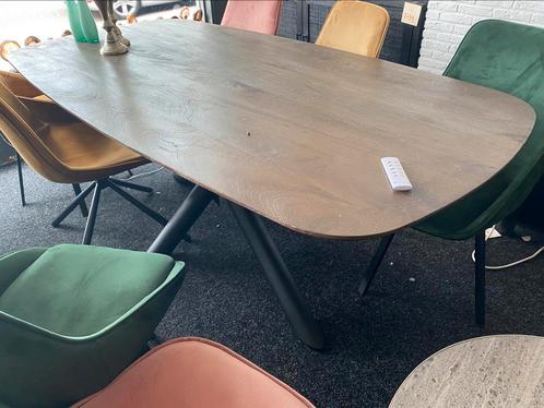 Tafel deens ovaal 200x100 notenhout stalen matrix poot, Huis en Inrichting, Tafels | Eettafels, Nieuw, 100 tot 150 cm, 200 cm of meer
