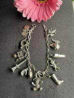 Unieke zware zilveren vintage bedelarmband 12 bedels, Ophalen of Verzenden, Zo goed als nieuw, Zilver