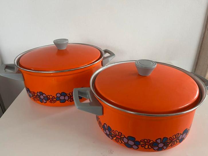 Vintage jaren 70 pannen - nette staat!, Huis en Inrichting, Keuken | Potten en Pannen, Zo goed als nieuw, Kookpan of Snelkookpan