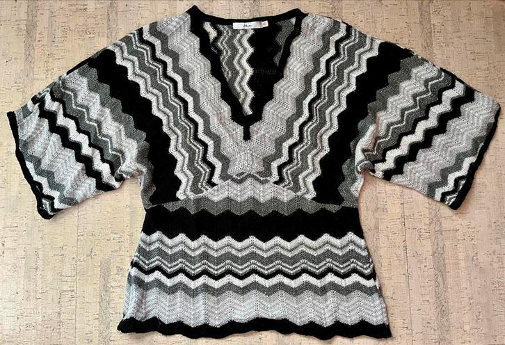 Miss Etam Trui - XL Zwart Wit Zilver, Kleding | Dames, Truien en Vesten, Gedragen, Maat 42/44 (L), Zwart, Ophalen of Verzenden