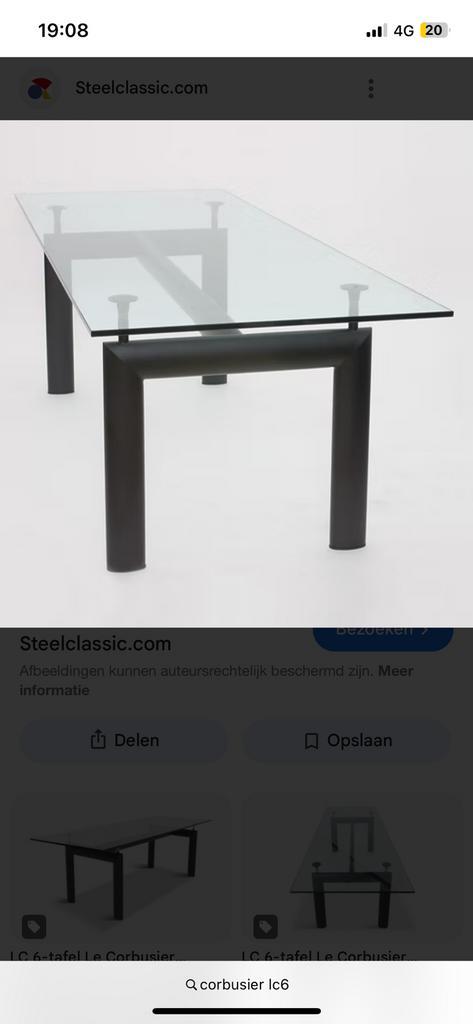 Glasplaat, glazen tafelblad 225 x 85 cm. Cassina LC6., Huis en Inrichting, Tafels | Eettafels, Gebruikt, 50 tot 100 cm, 200 cm of meer