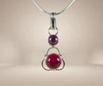 Mooie 925 zilver CARNEOOL en GRANAAT hanger + ketting!, Verzenden, Zo goed als nieuw, X, Met edelsteen