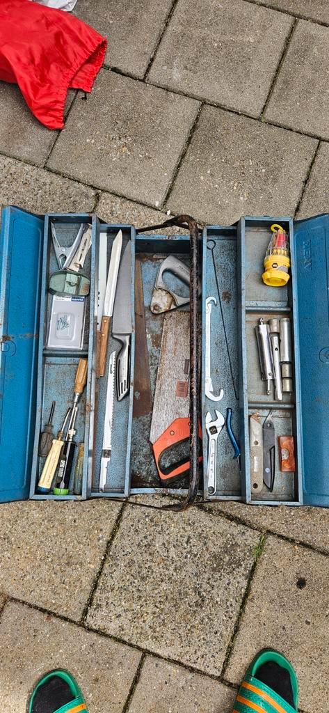 Gevulde Vintage Gereedschapskoffer, Doe-het-zelf en Verbouw, Gereedschapskisten, Gebruikt, Gevuld, Ophalen