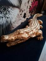 Krokodil - 110 cm Decoratie beeld  goudkleurig, Ophalen, Zo goed als nieuw