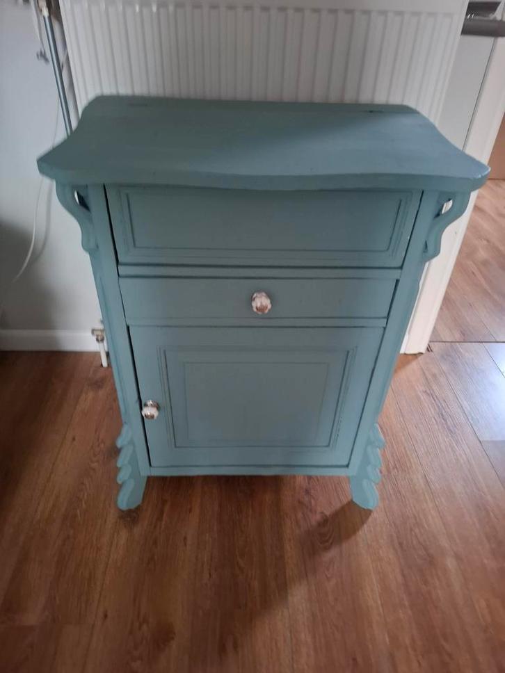 Brocante grenen biedermeier kastje, klepkastje,  halkastje, Huis en Inrichting, Kasten | Overige, Zo goed als nieuw, Ophalen