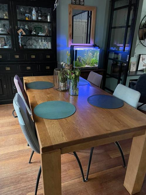 Massieve lichte eiken vierkante geoliede eettafef, Huis en Inrichting, Tafels | Eettafels, Zo goed als nieuw, 50 tot 100 cm, 200 cm of meer