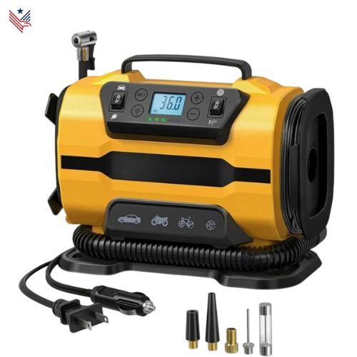 Draagbare Luchtcompressor Auto/brommer/fiets in 1, Caravans en Kamperen, Kampeeraccessoires, Nieuw, Verzenden