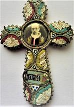 Italiaans mozaiek kruis met foto van Paus Pius XII., Antiek en Kunst, Antiek | Religie, Ophalen of Verzenden