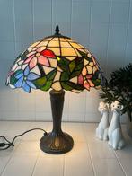 Vintage Tiffany Tafellamp Lamp met bloemen decor design, Ophalen, Zo goed als nieuw, Minder dan 50 cm
