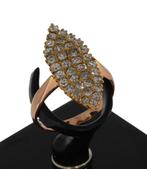 Prinsessen ring 14k goud 36 diamanten fraai vintage sieraad, Voordeelsieraden, Verzenden, Zo goed als nieuw, 17 tot 18