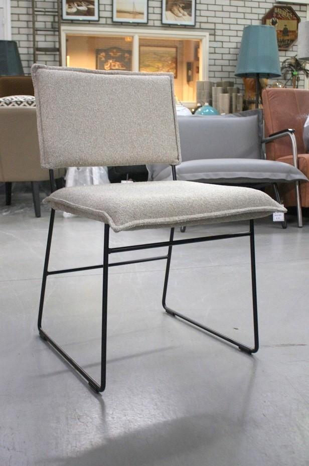 4 x eetkamerstoel Norman Jess Design metaal stof naturel, Huis en Inrichting, Stoelen, Zo goed als nieuw, Vier, Metaal, Stof, Overige kleuren