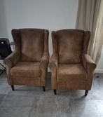 2 Cognac Oorfauteuils - Setprijs!, Huis en Inrichting, Fauteuils, Ophalen