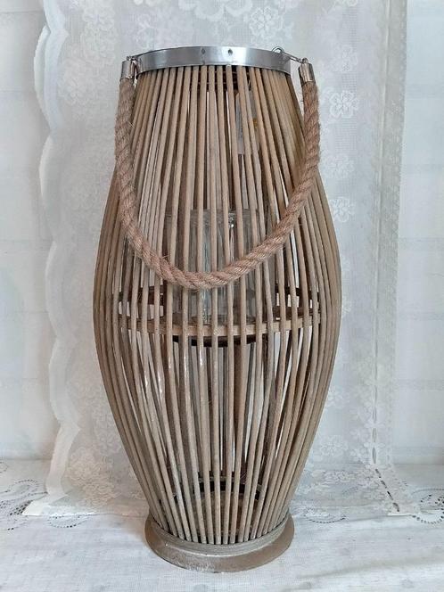 Groot windlicht Clayre en Eef, Huis en Inrichting, Woonaccessoires | Kandelaars en Kaarsen, Nieuw, Kandelaar, 25 tot 50 cm, Hout