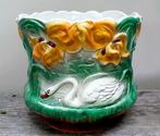 Antieke Majolica Jugendstil Jardinière Bloempot - Zwaan, Antiek en Kunst, Ophalen of Verzenden