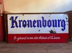 Emaille bord Kronenbourg 2x1 meter groot super origineel, Reclamebord, Gebruikt, Ophalen