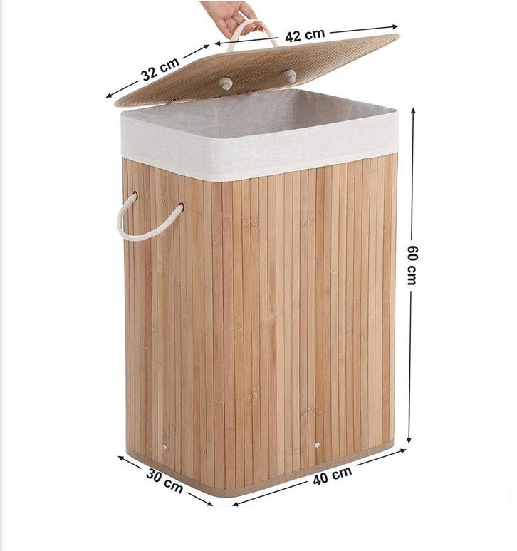Songmics Wasmand Beige Bamboe | Nieuw, Huis en Inrichting, Badkamer | Badkamermeubels, Nieuw, Ophalen of Verzenden