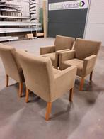 4 eetkamerstoelen met stoffen bekleding, Ophalen, Gebruikt, Bruin, Vier