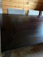 Koloniale eettafel + 6 stoelen, massief eiken, Ophalen, Gebruikt, 100 tot 150 cm, Eikenhout