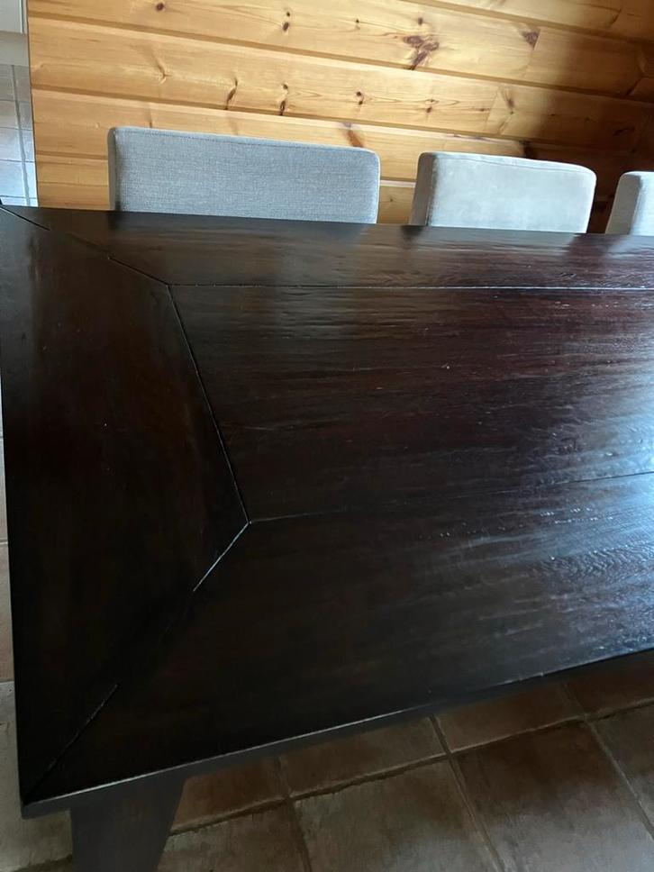 Koloniale eettafel + 6 stoelen, massief eiken, Huis en Inrichting, Tafels | Eettafels, Gebruikt, 100 tot 150 cm, 150 tot 200 cm