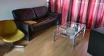 Salontafel van ijzer en glas, Huis en Inrichting, Tafels | Eettafels, Ophalen, Gebruikt, Glas, Modern