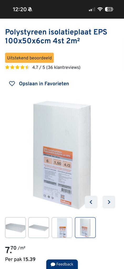 EPS isolatieplaten 100x50x6 cm – 8 pakken (IsoBouw), Doe-het-zelf en Verbouw, Isolatie en Afdichting, Nieuw, Vloerisolatie, Muurisolatie