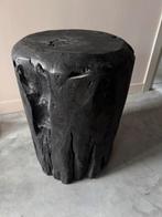 Kruk bijzettafel Pomax zwart Shou Sugi Ban WABI SABI, Huis en Inrichting, Tafels | Bijzettafels, 45 tot 60 cm, Minder dan 55 cm