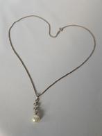 Prachtige zilveren ketting 925 met parel., Met edelsteen, Ophalen of Verzenden, Zo goed als nieuw, Zilver