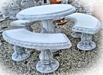 Tuinset 3 banken + Tafel tuinbeeld van beton of los te koop, Ophalen, Nieuw, Beton, Overige typen