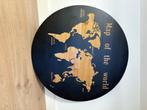 Wanddecoratie hout / map of the world, Huis en Inrichting, Ophalen, Zo goed als nieuw