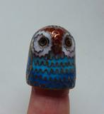 Vintage Chinese cloisonne emaille vingerhoed: uil, Ophalen of Verzenden