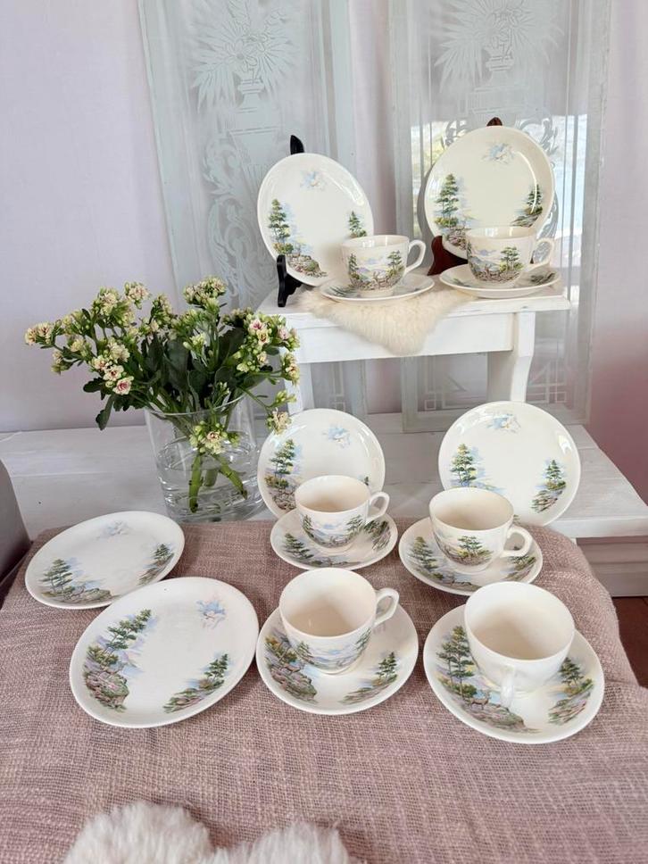 Alfred Meakin 6 pers hertjes op de heide servies izgst, Antiek en Kunst, Antiek | Servies compleet, Ophalen of Verzenden