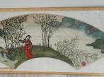 Chinees Zijde schilderij waaier Geisha decor 53.5/27.5 cm, Antiek en Kunst, Kunst | Niet-Westerse kunst, Ophalen of Verzenden