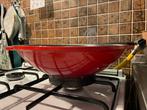 Gietijzeren wok rood met ring, Ophalen of Verzenden, Zo goed als nieuw, Gietijzer, Wok