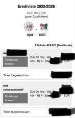4 kaarten ajax nec beschikbaar zie beschrijving, Tickets en Kaartjes, Twee personen
