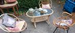Rohe jaren '50 set: tafel en 3 stoeltjes, Huis en Inrichting, Tafels | Sidetables, Ophalen, Gebruikt, 50 tot 100 cm, Jaren 50