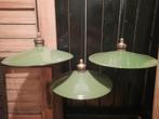 Groen emaille hanglampen , vintage hanglamp, Antiek en Kunst, Antiek | Lampen, Ophalen of Verzenden