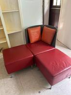 Rood leren bankje montis van montel, Huis en Inrichting, Ophalen, Minder dan 75 cm, 150 tot 200 cm, Tweepersoons
